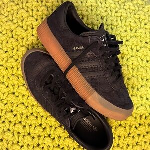 Adidas Sambarose platform snakeskin patterned, brushed suede/leather sneakers.